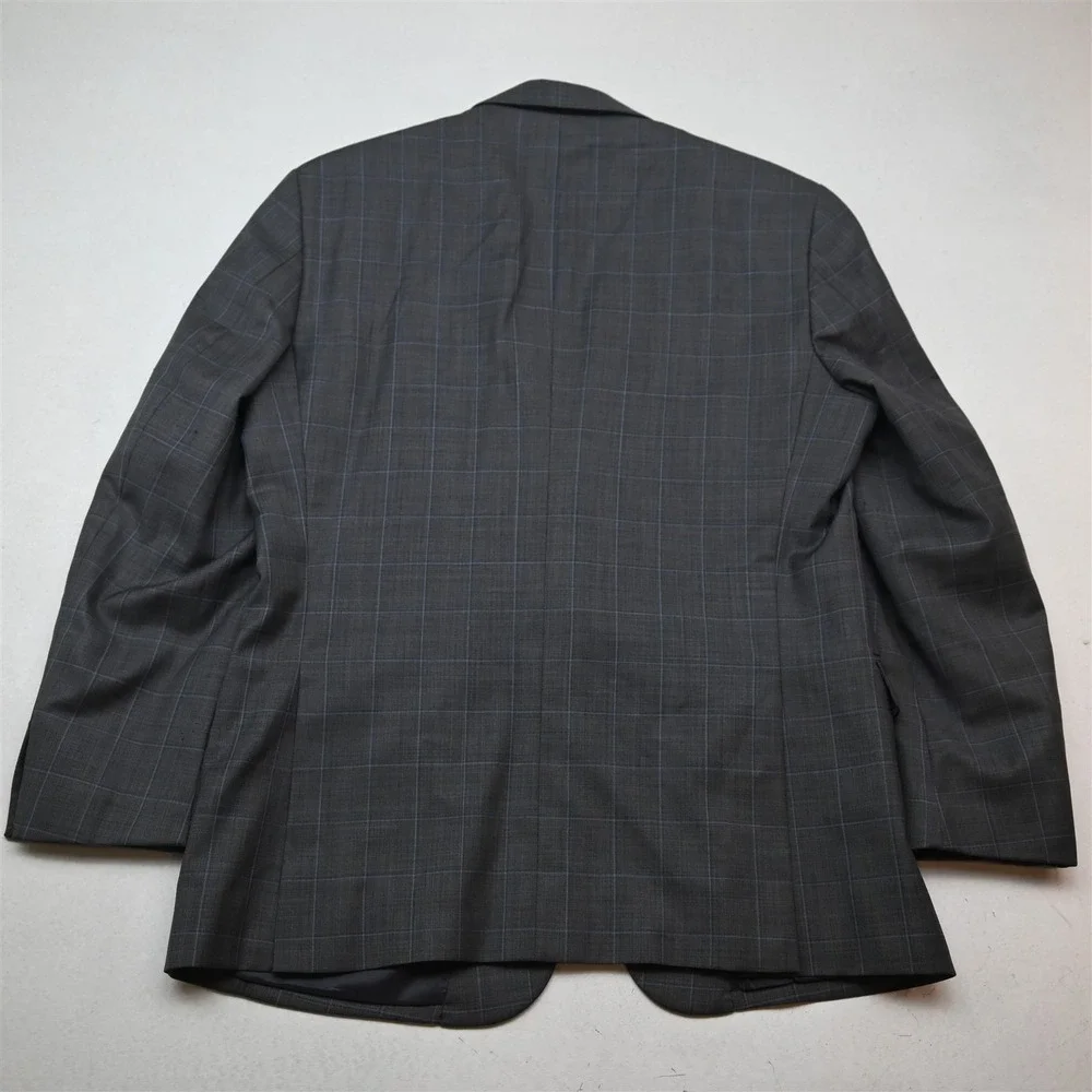 Jos A Bank 42R 32x32 Gray Windowpane 100% Wool Traveler Mens Jacket Pants Suit